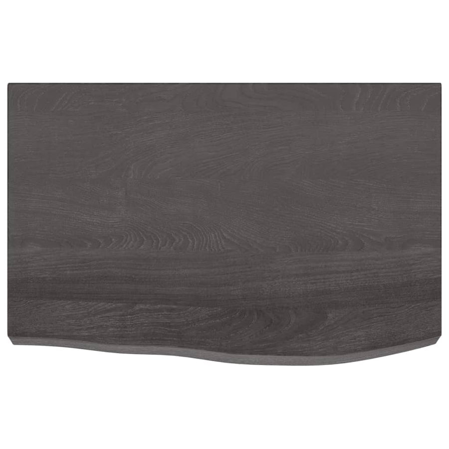 Wastafelblad 60X40X(2-6) Cm Behandeld Massief Hout Donkerbruin Donkergrijs 60 x 40 x 6 cm