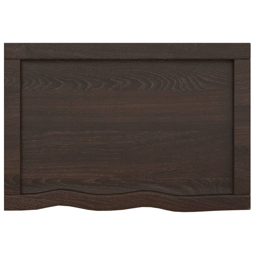 Wastafelblad 60X40X(2-6) Cm Behandeld Massief Hout Donkerbruin Donkergrijs 60 x 40 x 6 cm
