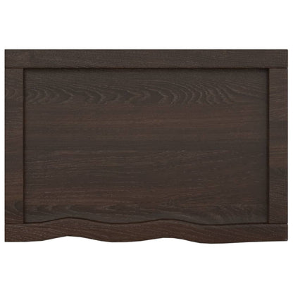 Wastafelblad 60X40X(2-6) Cm Behandeld Massief Hout Donkerbruin Donkergrijs 60 x 40 x 6 cm