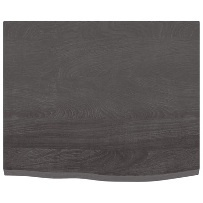 Wastafelblad Behandeld Massief Hout Donkerbruin Donkergrijs 60 x 50 x 2 cm