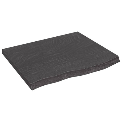 Wastafelblad 60X50X(2-4) Cm Behandeld Massief Hout Donkerbruin Donkergrijs 60 x 50 x 4 cm