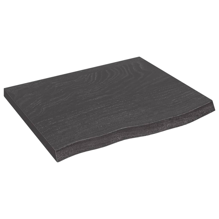 Wastafelblad 60X50X(2-4) Cm Behandeld Massief Hout Donkerbruin Donkergrijs 60 x 50 x 4 cm