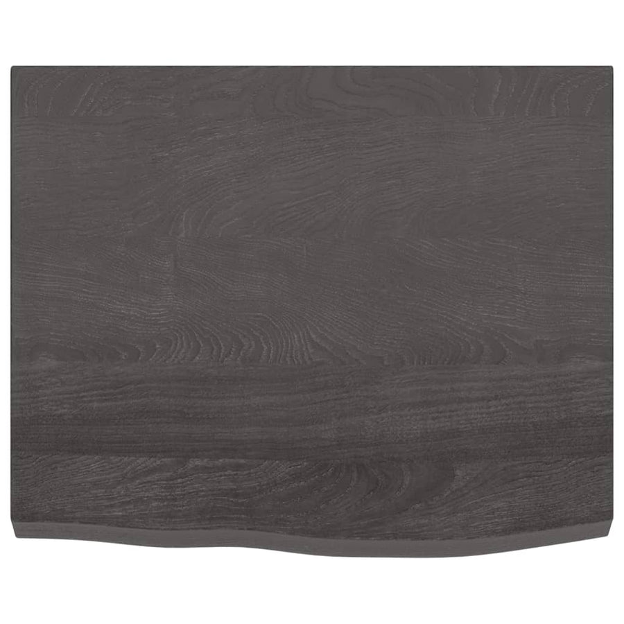 Wastafelblad 60X50X(2-4) Cm Behandeld Massief Hout Donkerbruin Donkergrijs 60 x 50 x 4 cm