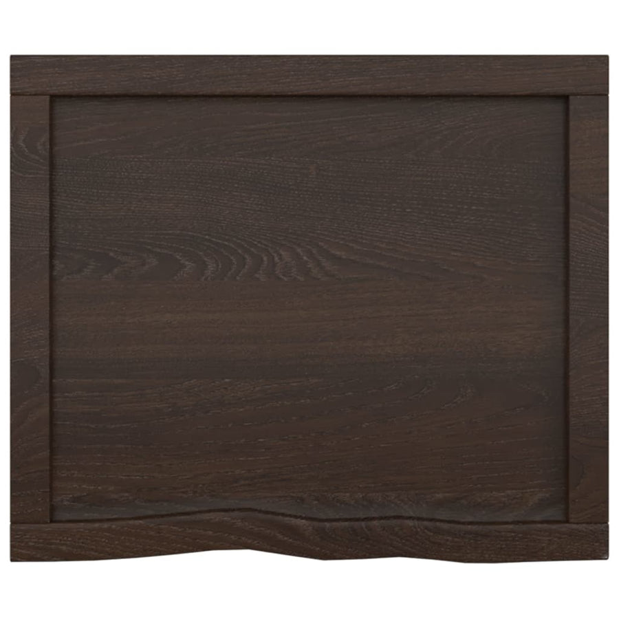 Wastafelblad 60X50X(2-4) Cm Behandeld Massief Hout Donkerbruin Donkergrijs 60 x 50 x 4 cm