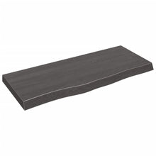 Wastafelblad 100X40X(2-6) Cm Behandeld Massief Hout Donkerbruin Donkergrijs 100 x 40 x 6 cm