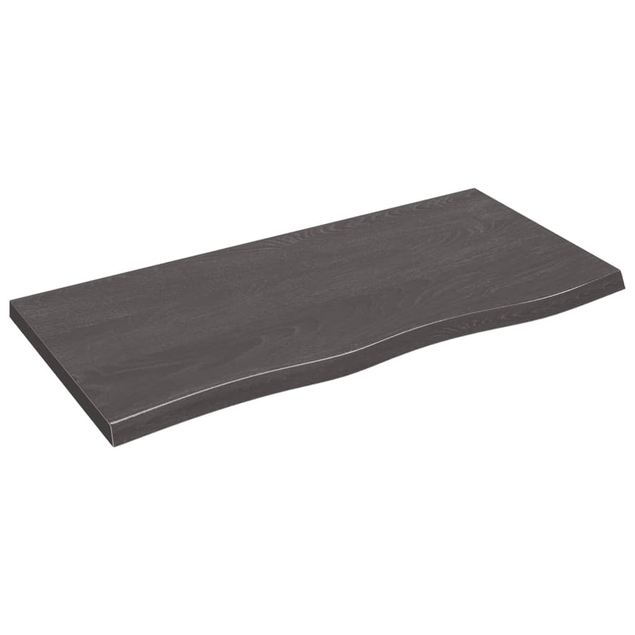 Wastafelblad 100X50X(2-4) Cm Behandeld Massief Hout Donkerbruin Donkergrijs 100 x 50 x 4 cm