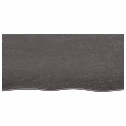 Wastafelblad 100X50X(2-4) Cm Behandeld Massief Hout Donkerbruin Donkergrijs 100 x 50 x 4 cm