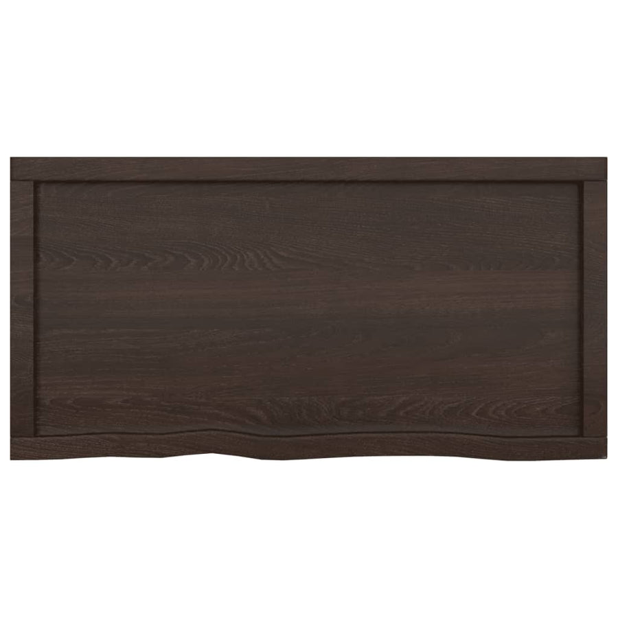 Wastafelblad 100X50X(2-4) Cm Behandeld Massief Hout Donkerbruin Donkergrijs 100 x 50 x 4 cm
