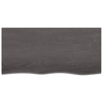 Wastafelblad 100X50X(2-6) Cm Behandeld Massief Hout Donkerbruin Donkergrijs 100 x 50 x 6 cm