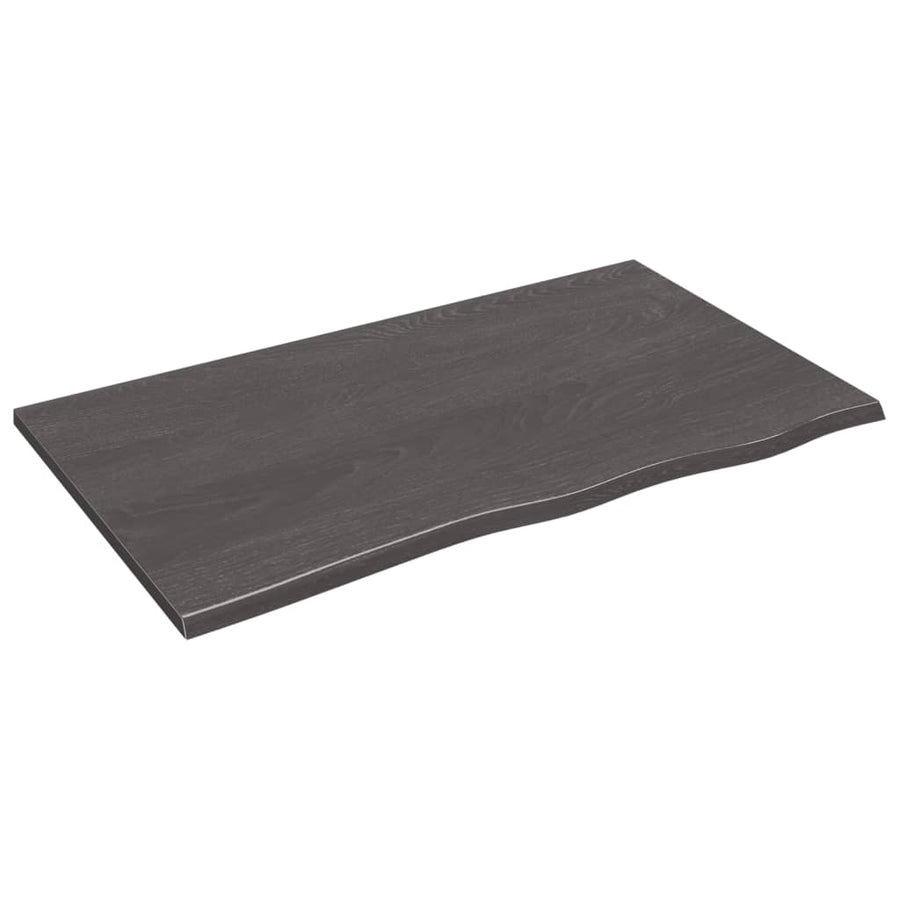 Wastafelblad Behandeld Massief Hout Donkerbruin Donkergrijs 100 x 60 x 2 cm
