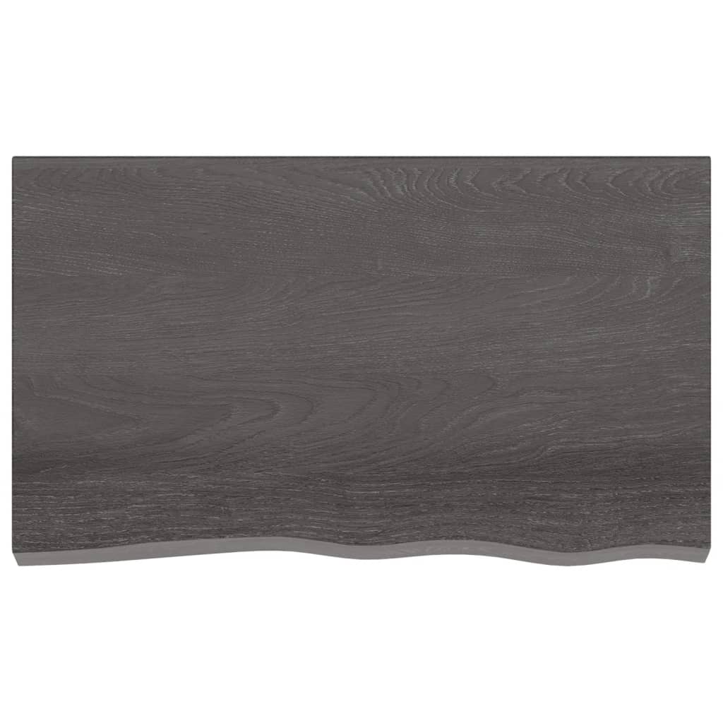 Wastafelblad Behandeld Massief Hout Donkerbruin Donkergrijs 100 x 60 x 2 cm