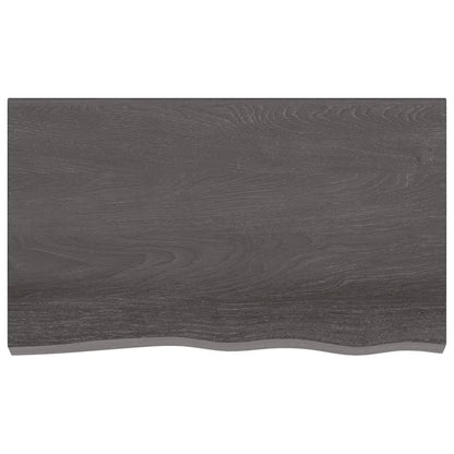 Wastafelblad 100X60X(2-4) Cm Behandeld Massief Hout Donkerbruin Donkergrijs 100 x 60 x 4 cm