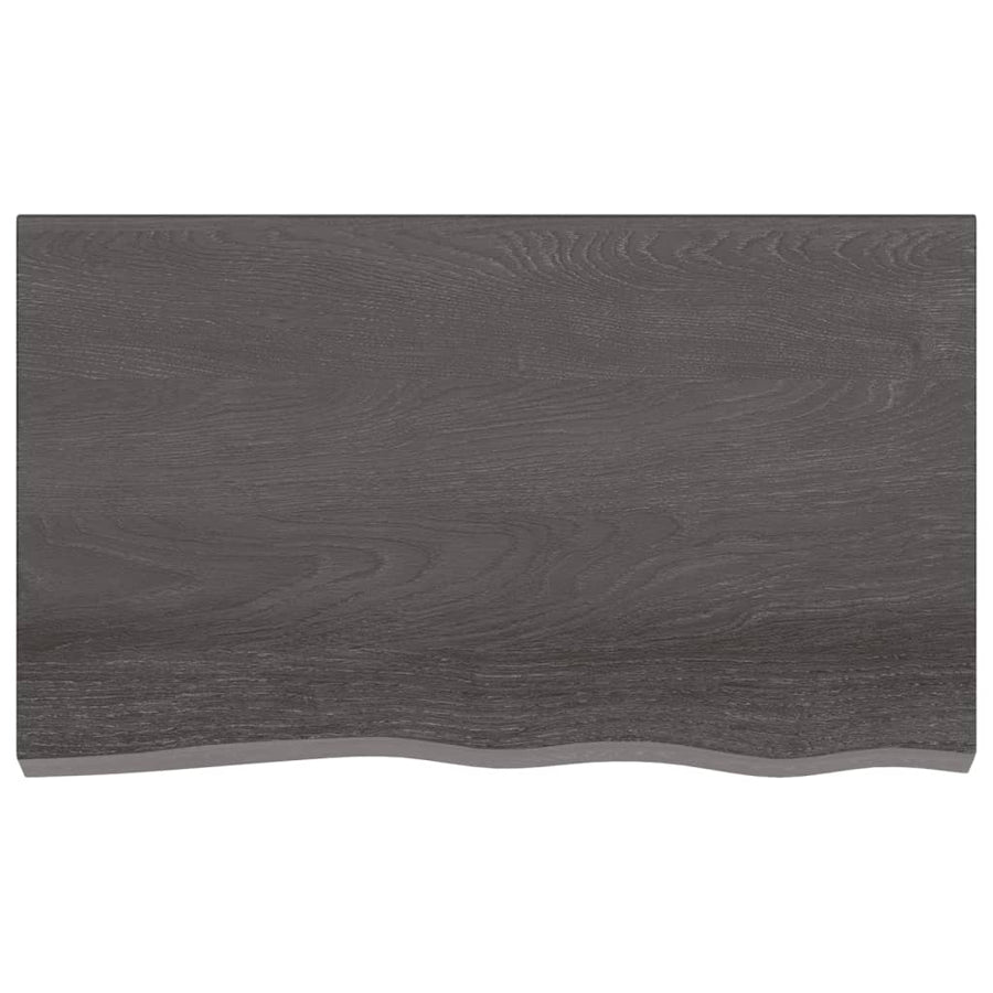 Wastafelblad 100X60X(2-4) Cm Behandeld Massief Hout Donkerbruin Donkergrijs 100 x 60 x 4 cm