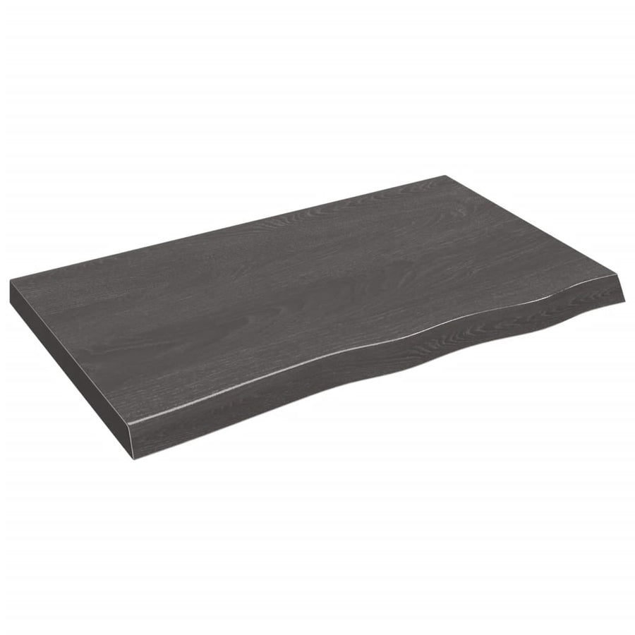 Wastafelblad 100X60X(2-6) Cm Behandeld Massief Hout Donkerbruin Donkergrijs 100 x 60 x 6 cm
