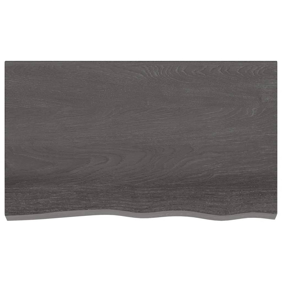 Wastafelblad 100X60X(2-6) Cm Behandeld Massief Hout Donkerbruin Donkergrijs 100 x 60 x 6 cm