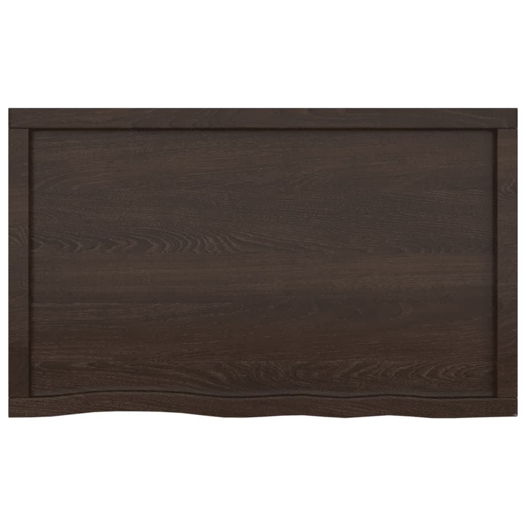 Wastafelblad 100X60X(2-6) Cm Behandeld Massief Hout Donkerbruin Donkergrijs 100 x 60 x 6 cm