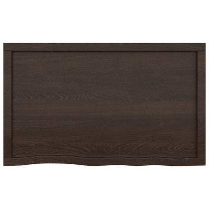 Wastafelblad 100X60X(2-6) Cm Behandeld Massief Hout Donkerbruin Donkergrijs 100 x 60 x 6 cm