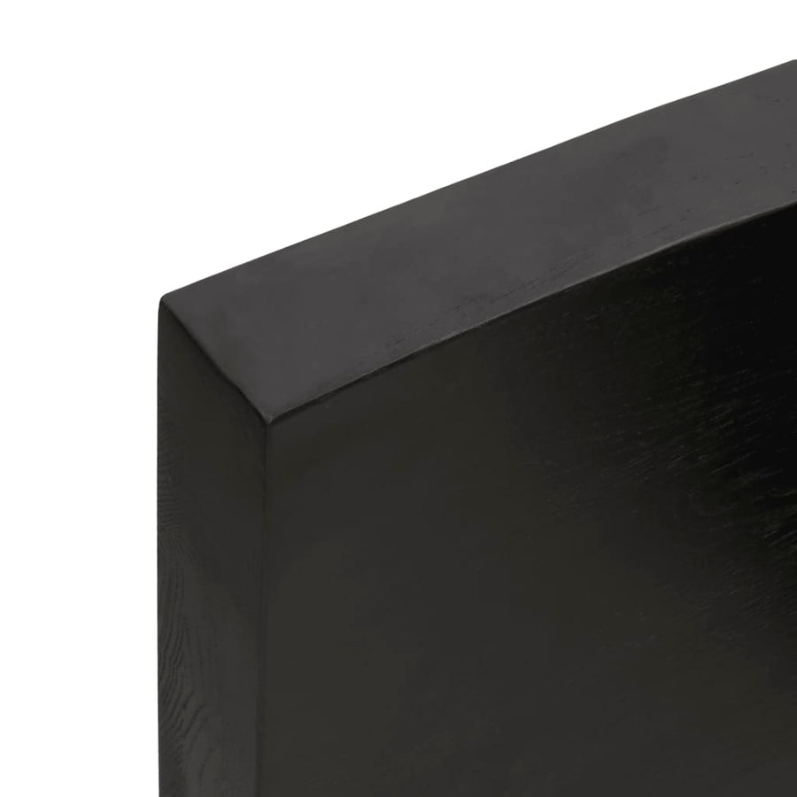 Wastafelblad 100X60X(2-6) Cm Behandeld Massief Hout Donkerbruin Donkergrijs 100 x 60 x 6 cm