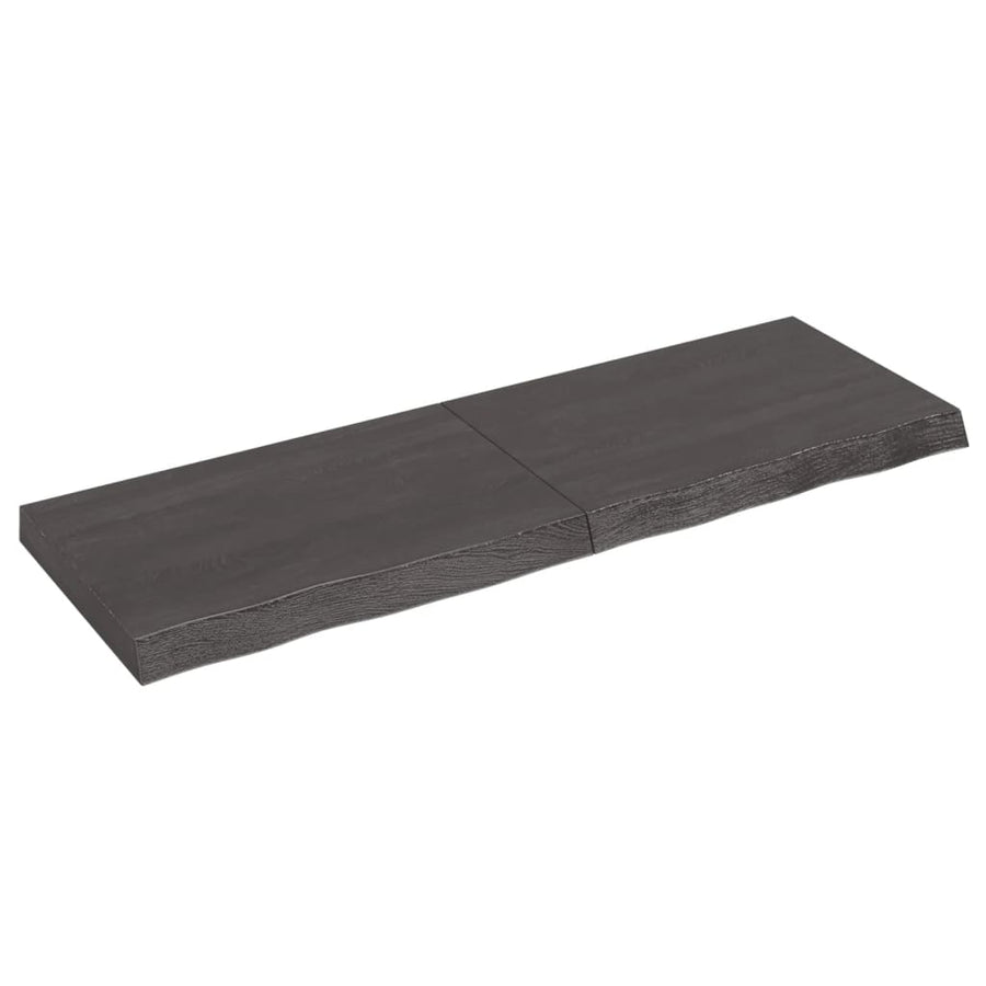 Wastafelblad 120X40X(2-6) Cm Behandeld Massief Hout Donkerbruin Donkergrijs 120 x 40 x 6 cm