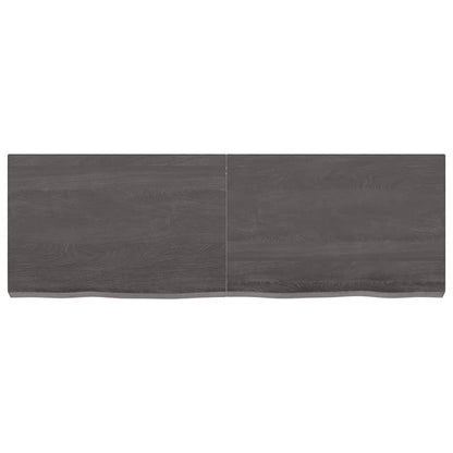 Wastafelblad 120X40X(2-6) Cm Behandeld Massief Hout Donkerbruin Donkergrijs 120 x 40 x 6 cm