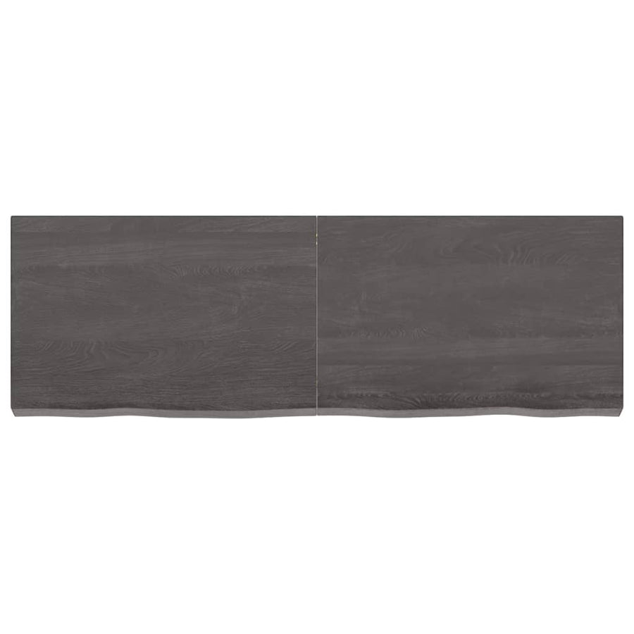 Wastafelblad 120X40X(2-6) Cm Behandeld Massief Hout Donkerbruin Donkergrijs 120 x 40 x 6 cm