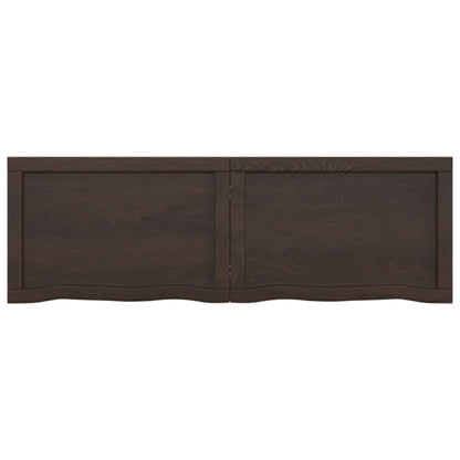 Wastafelblad 120X40X(2-6) Cm Behandeld Massief Hout Donkerbruin Donkergrijs 120 x 40 x 6 cm