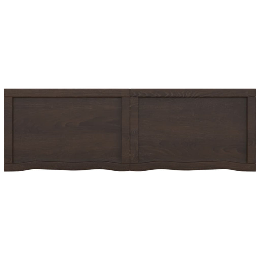 Wastafelblad 120X40X(2-6) Cm Behandeld Massief Hout Donkerbruin Donkergrijs 120 x 40 x 6 cm