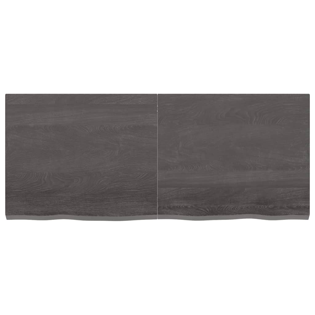 Wastafelblad 120X50X(2-4) Cm Behandeld Massief Hout Donkerbruin Donkergrijs 120 x 50 x 4 cm