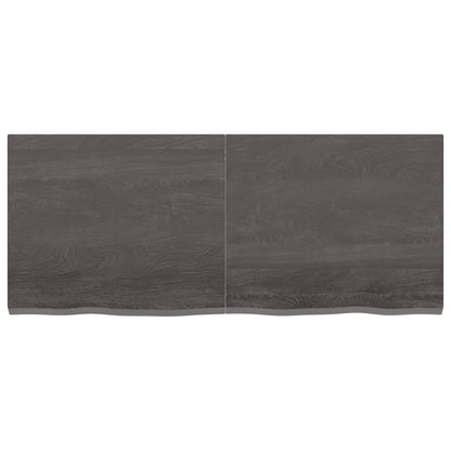 Wastafelblad 120X50X(2-4) Cm Behandeld Massief Hout Donkerbruin Donkergrijs 120 x 50 x 4 cm