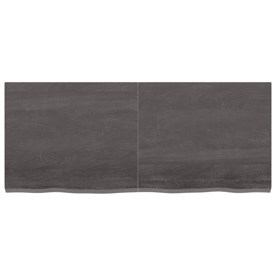 Wastafelblad 120X50X(2-4) Cm Behandeld Massief Hout Donkerbruin Donkergrijs 120 x 50 x 4 cm