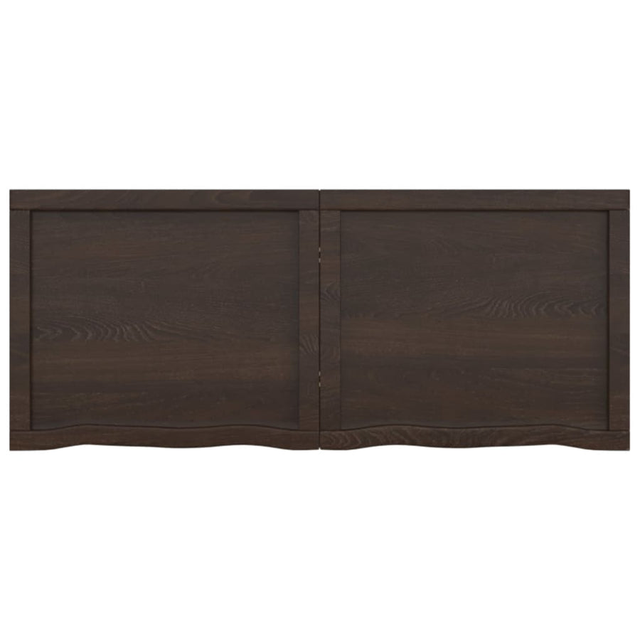 Wastafelblad 120X50X(2-4) Cm Behandeld Massief Hout Donkerbruin Donkergrijs 120 x 50 x 4 cm