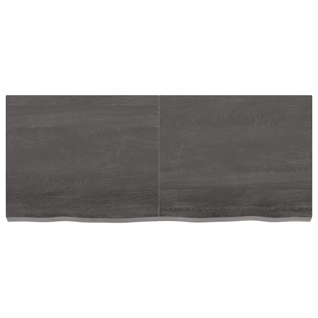 Wastafelblad 120X50X(2-6) Cm Behandeld Massief Hout Donkerbruin Donkergrijs 120 x 50 x 6 cm