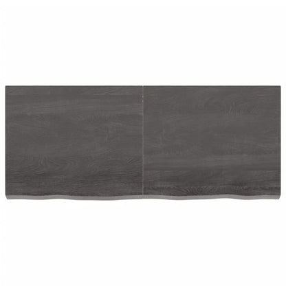 Wastafelblad 120X50X(2-6) Cm Behandeld Massief Hout Donkerbruin Donkergrijs 120 x 50 x 6 cm