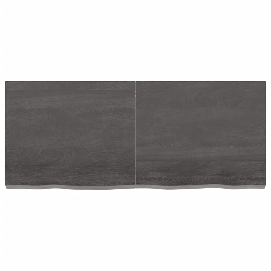 Wastafelblad 120X50X(2-6) Cm Behandeld Massief Hout Donkerbruin Donkergrijs 120 x 50 x 6 cm