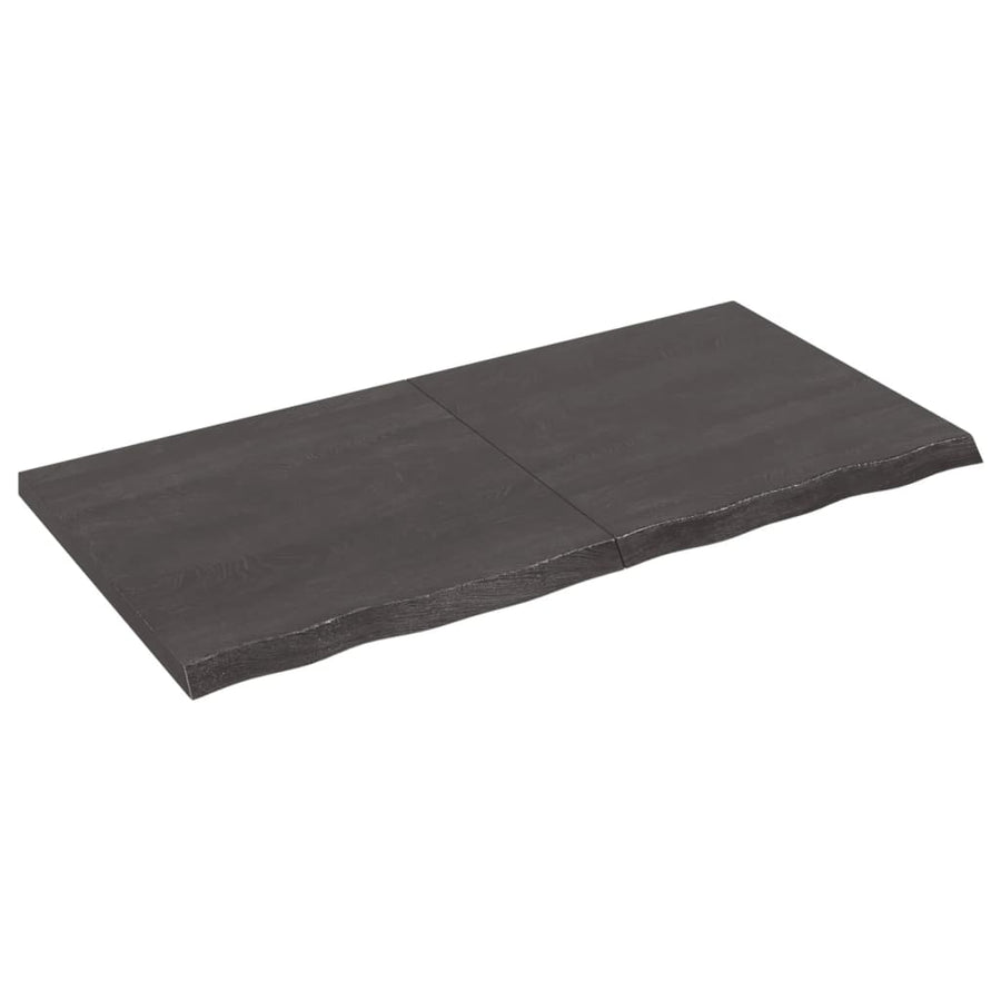 Wastafelblad 120X60X(2-4) Cm Behandeld Massief Hout Donkerbruin Donkergrijs 120 x 60 x 4 cm