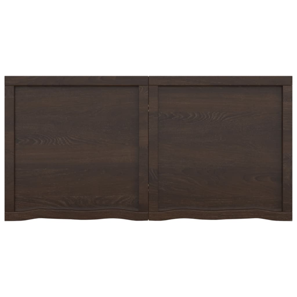 Wastafelblad 120X60X(2-4) Cm Behandeld Massief Hout Donkerbruin Donkergrijs 120 x 60 x 4 cm