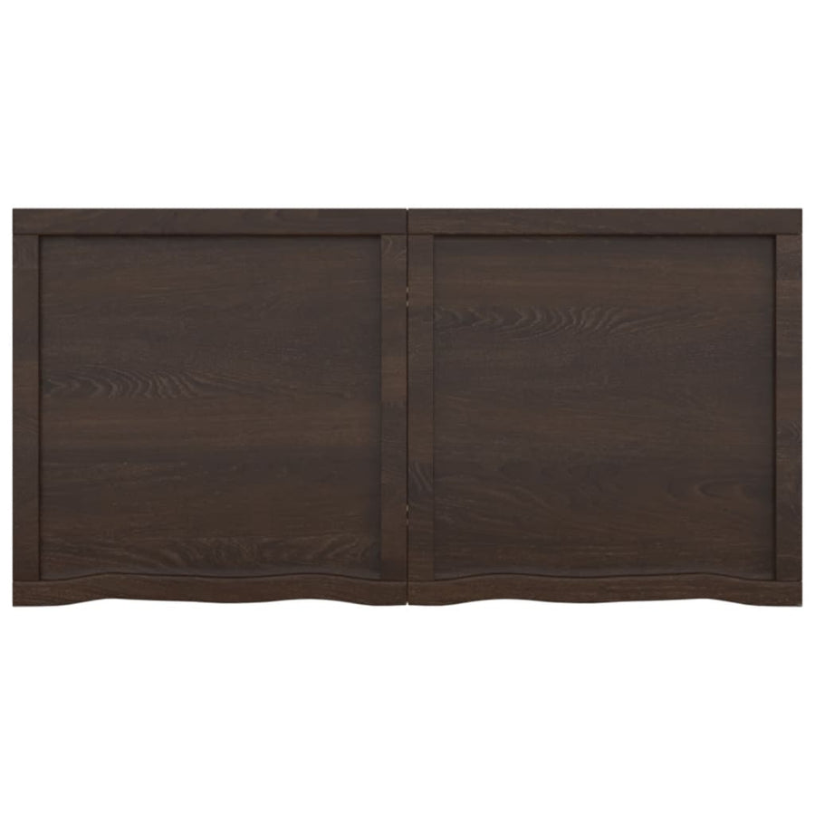 Wastafelblad 120X60X(2-4) Cm Behandeld Massief Hout Donkerbruin Donkergrijs 120 x 60 x 4 cm