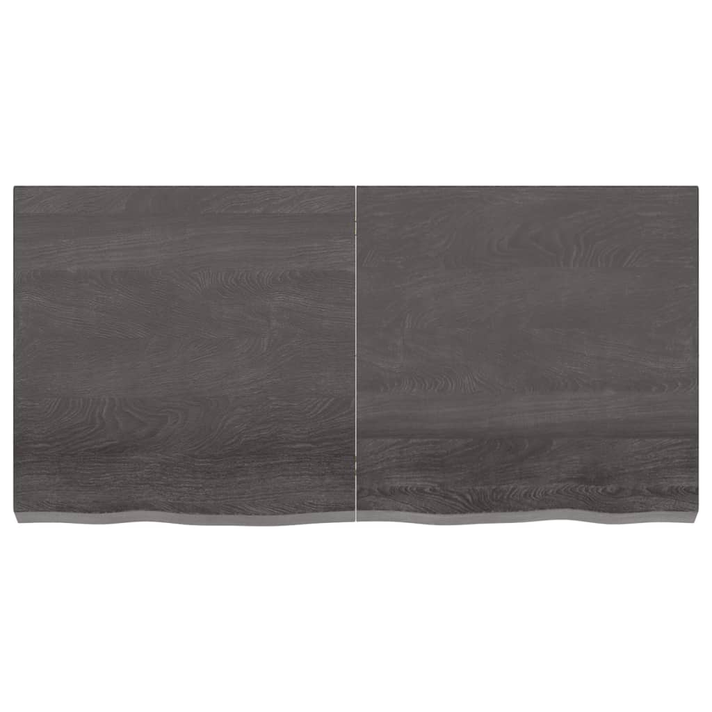 Wastafelblad 120X60X(2-6) Cm Behandeld Massief Hout Donkerbruin Donkergrijs 120 x 60 x 6 cm