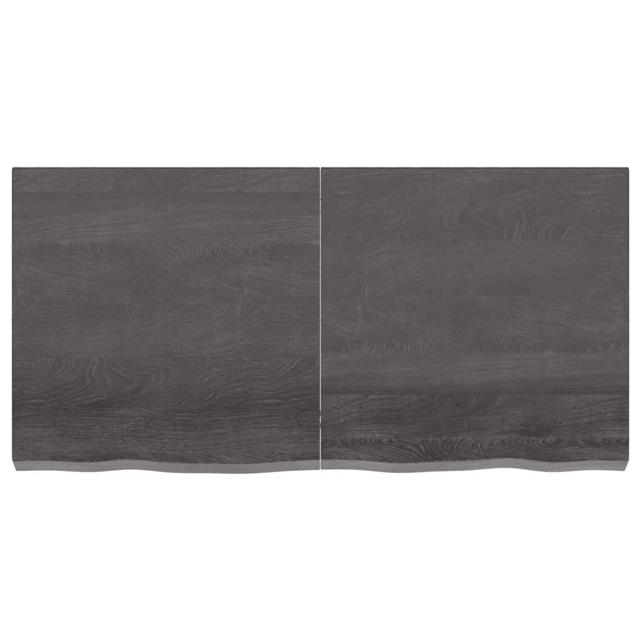 Wastafelblad 120X60X(2-6) Cm Behandeld Massief Hout Donkerbruin Donkergrijs 120 x 60 x 6 cm
