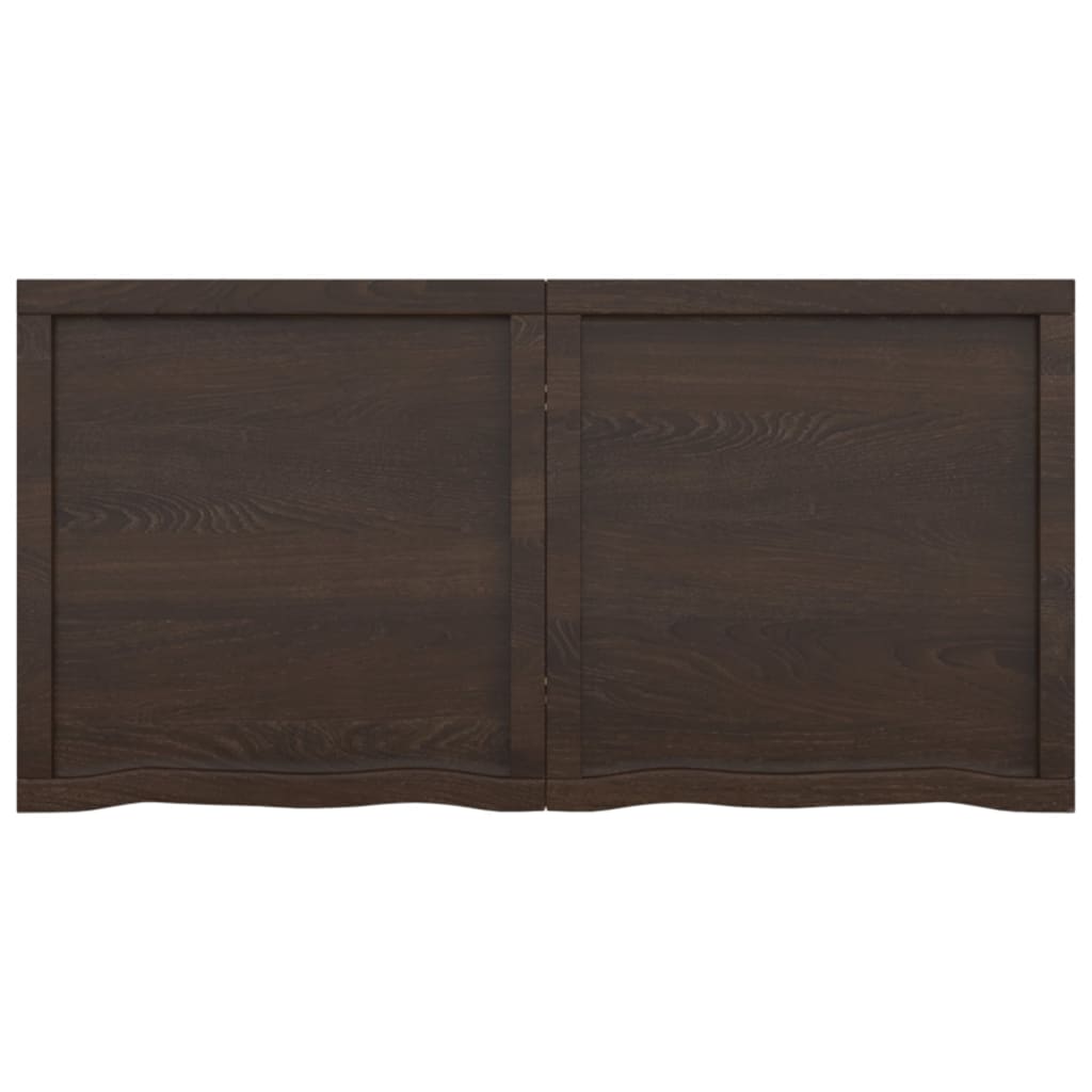 Wastafelblad 120X60X(2-6) Cm Behandeld Massief Hout Donkerbruin Donkergrijs 120 x 60 x 6 cm