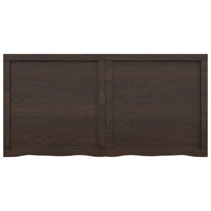 Wastafelblad 120X60X(2-6) Cm Behandeld Massief Hout Donkerbruin Donkergrijs 120 x 60 x 6 cm