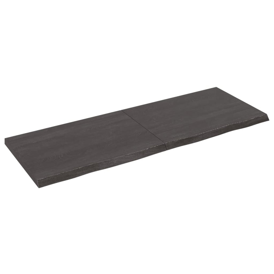 Wastafelblad 140X50X(2-4) Cm Behandeld Massief Hout Donkerbruin Donkergrijs 140 x 50 x 4 cm