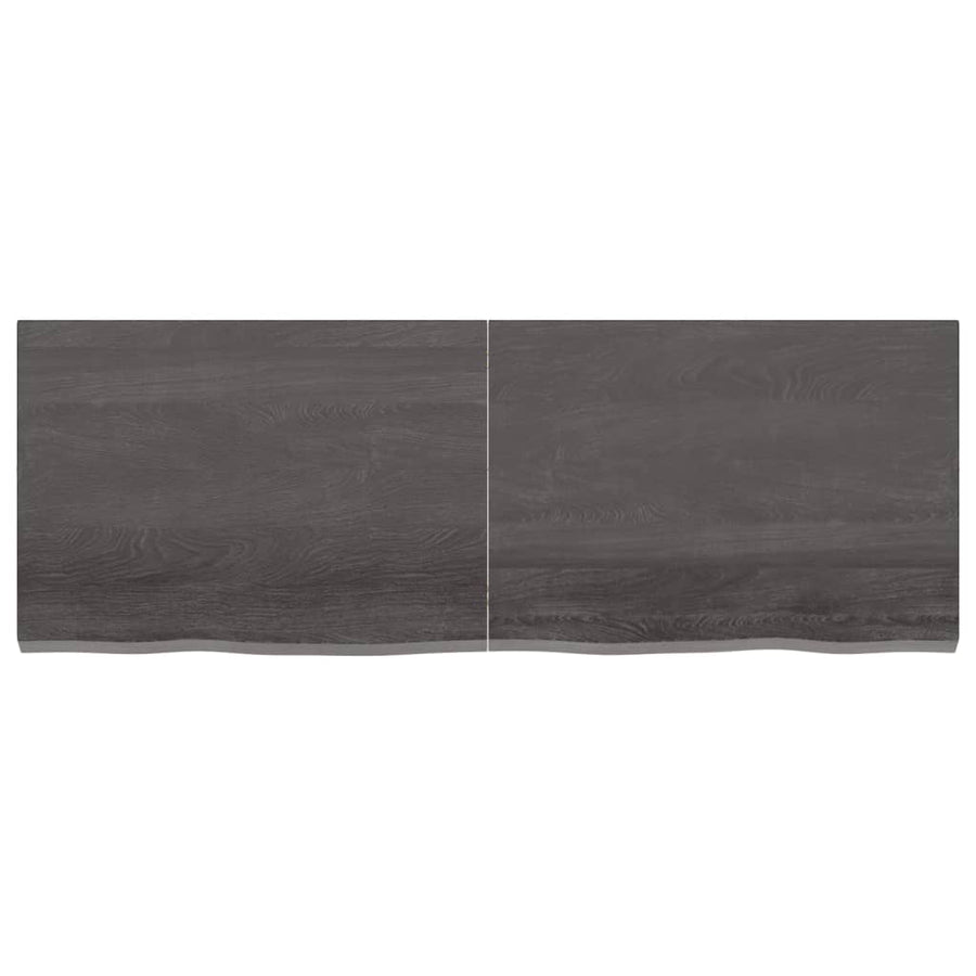 Wastafelblad 140X50X(2-4) Cm Behandeld Massief Hout Donkerbruin Donkergrijs 140 x 50 x 4 cm