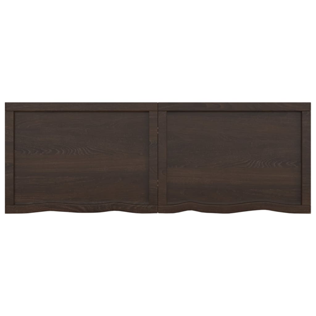 Wastafelblad 140X50X(2-4) Cm Behandeld Massief Hout Donkerbruin Donkergrijs 140 x 50 x 4 cm