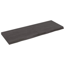 Wastafelblad 140X50X(2-6) Cm Behandeld Massief Hout Donkerbruin Donkergrijs 140 x 50 x 6 cm