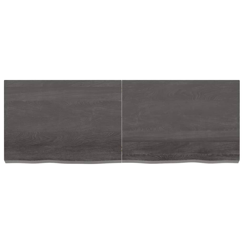 Wastafelblad 140X50X(2-6) Cm Behandeld Massief Hout Donkerbruin Donkergrijs 140 x 50 x 6 cm