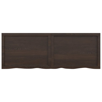 Wastafelblad 140X50X(2-6) Cm Behandeld Massief Hout Donkerbruin Donkergrijs 140 x 50 x 6 cm