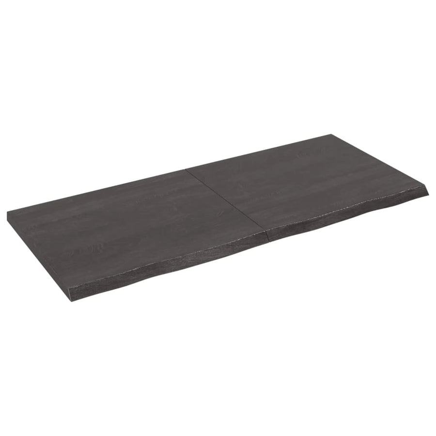 Wastafelblad 140X60X(2-4) Cm Behandeld Massief Hout Donkerbruin Donkergrijs 140 x 60 x 4 cm