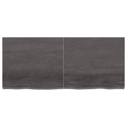 Wastafelblad 140X60X(2-4) Cm Behandeld Massief Hout Donkerbruin Donkergrijs 140 x 60 x 4 cm