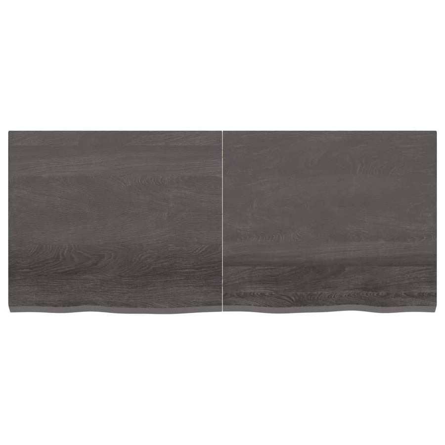 Wastafelblad 140X60X(2-4) Cm Behandeld Massief Hout Donkerbruin Donkergrijs 140 x 60 x 4 cm